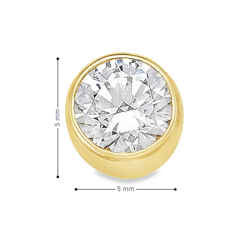 5mm CZ Bezel Stud Earrings in 10k Yellow Gold