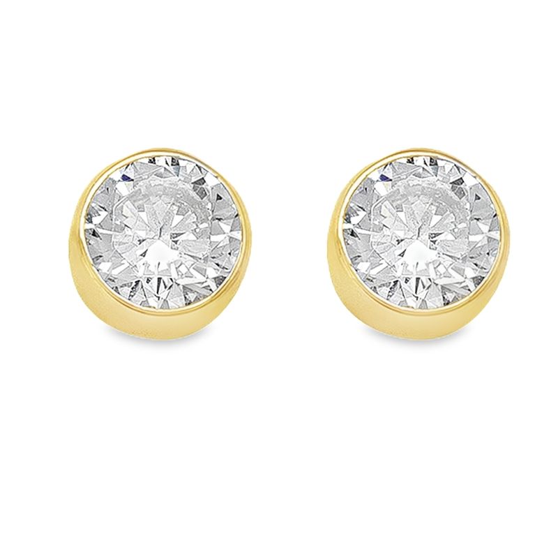 10k Yellow Gold 5mm CZ Bezel Stud Earrings 