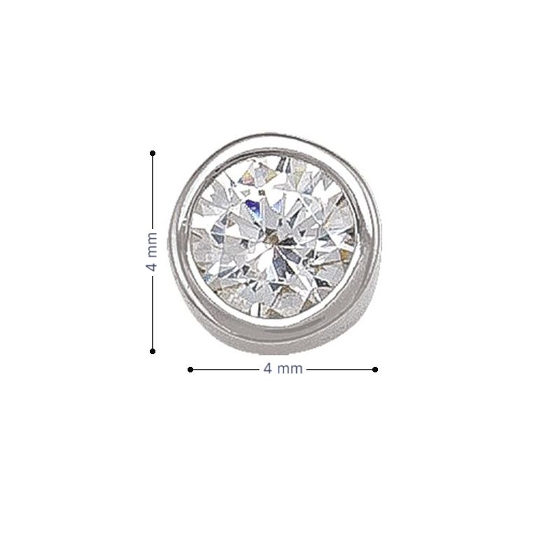 5mm CZ Bezel Stud Earrings in10k White Gold