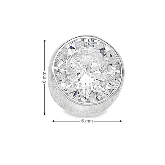 10k White Gold 5mm CZ Bezel Stud Earrings