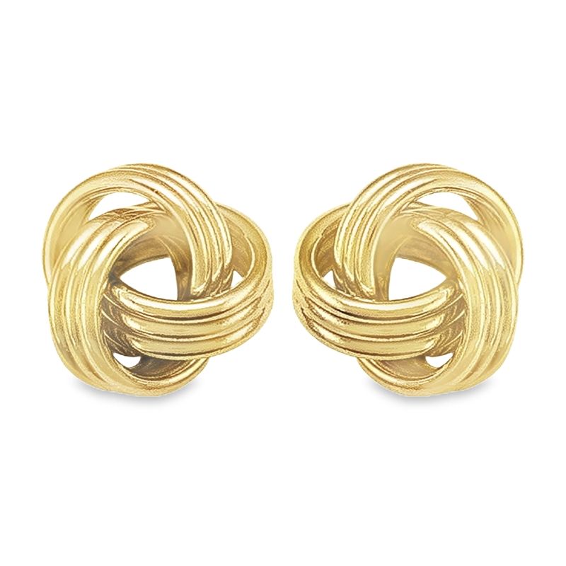 Love Knot Stud Earrings in Solid 10K Yellow Gold 