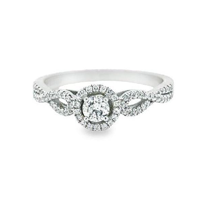 0.31TDW Canadian Diamond Halo Engagement Ring in 10K White Gold