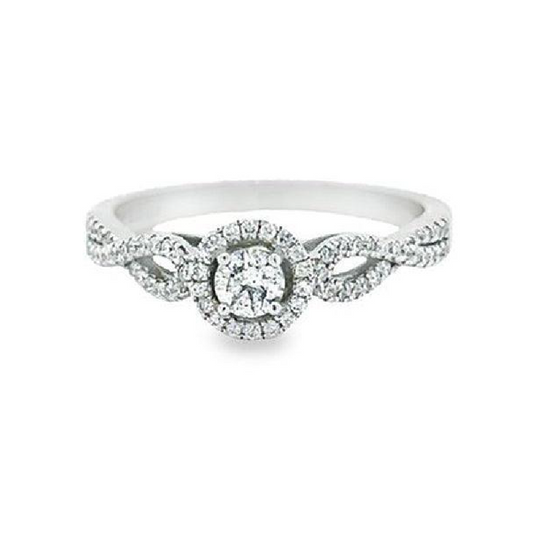 0.31TDW Canadian Diamond Halo Engagement Ring in 10K White Gold