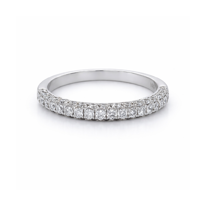14K White Gold 0.70TDW Diamond Three Sided Wedding Anniversary Band
