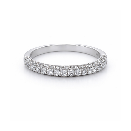 14K White Gold 0.70TDW Diamond Three Sided Wedding Anniversary Band