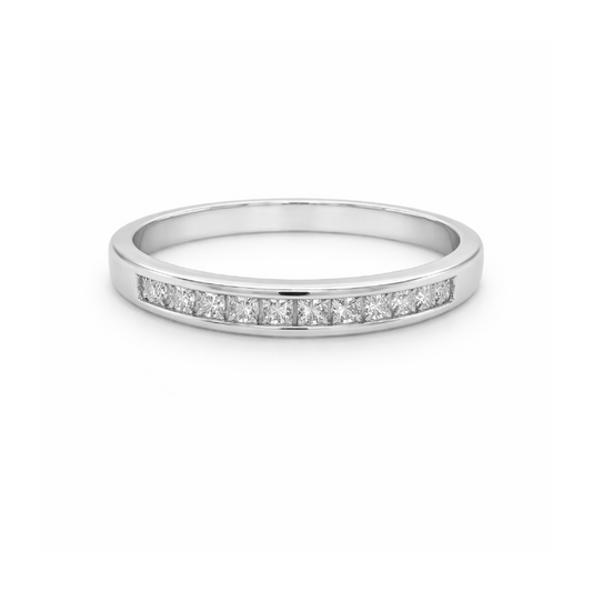 14K White Gold 0.25CT Princess Cut Diamond Wedding Band