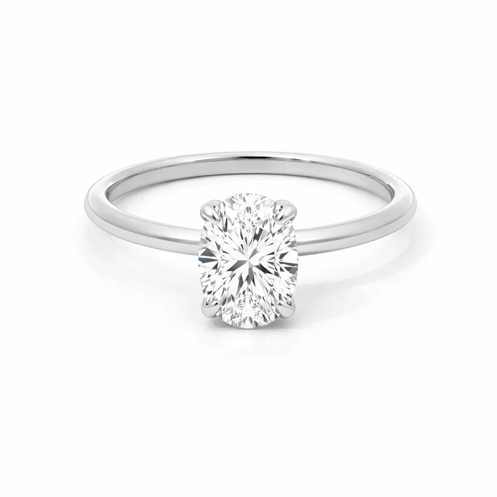 14K White Gold 1.0CT Lab Diamond Oval Engagement Ring