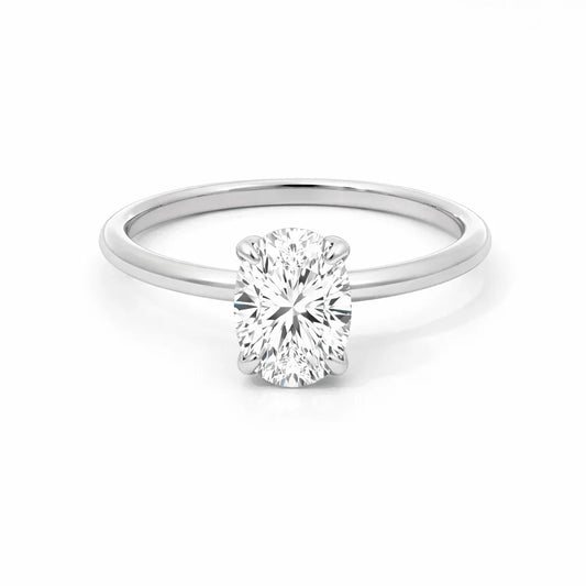 14K White Gold 1.0CT Lab Diamond Oval Engagement Ring