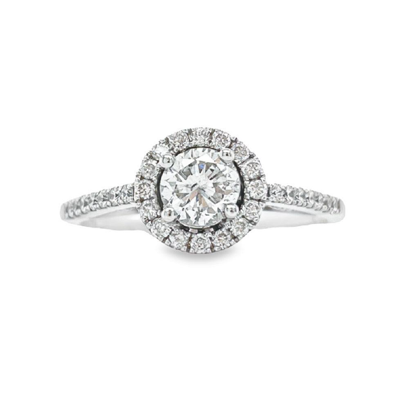 14K White Gold 0.67TDW, 0.42CT Center Diamond Engagement Ring