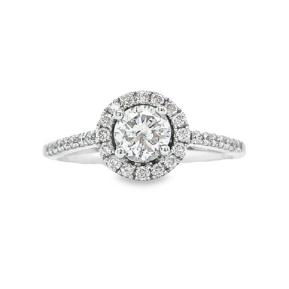 14K White Gold 0.67TDW, 0.42CT Center Diamond Engagement Ring