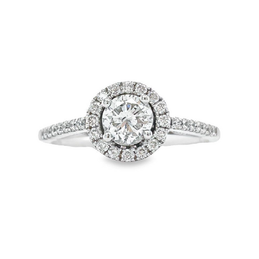 14K White Gold 0.67TDW, 0.42CT Center Diamond Engagement Ring
