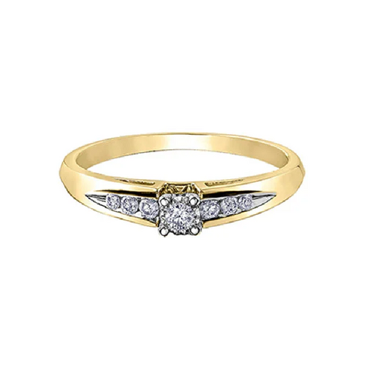 0.14TDW Diamond Engagement Ring in 10K Yellow Gold
