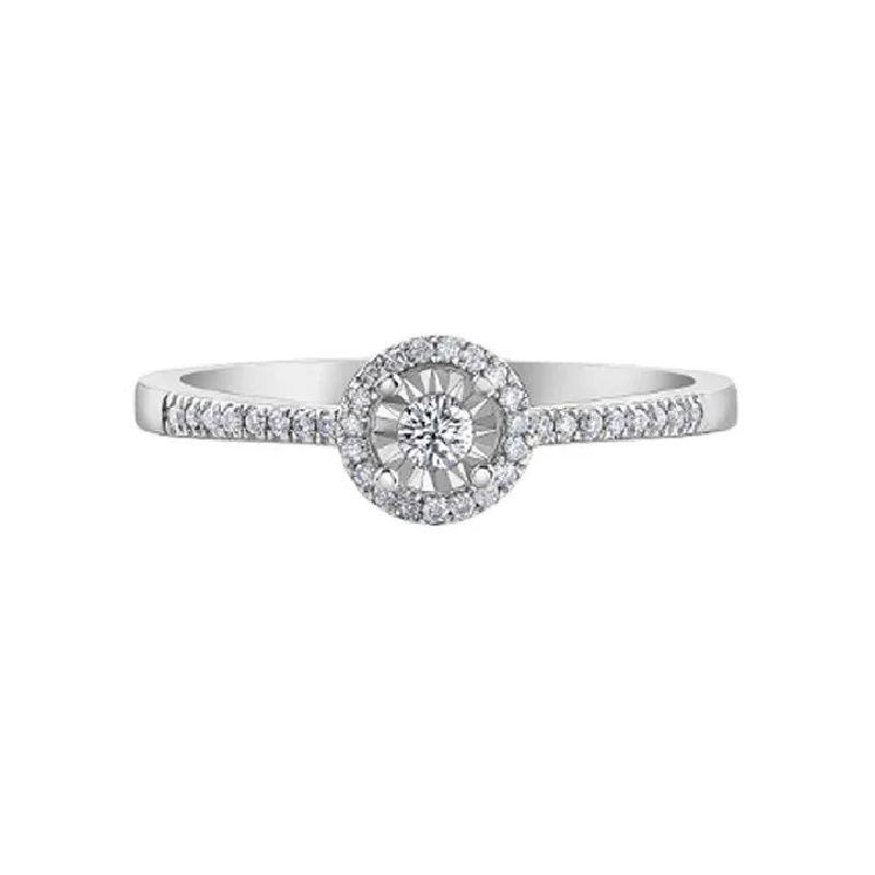 10K White Gold 0.15TDW Diamond Illusion Set Ring