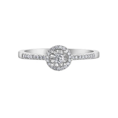 10K White Gold 0.15TDW Diamond Illusion Set Ring