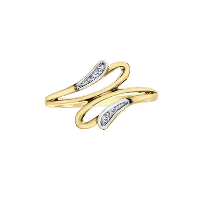 10K Yellow and White Gold 0.04TDW Diamond Fashion Ring