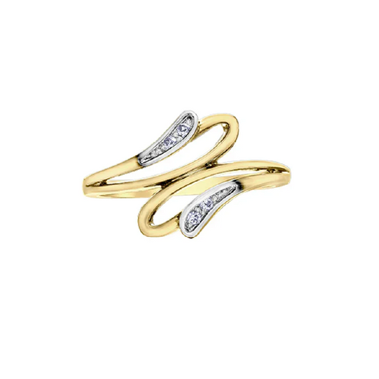 10K Yellow and White Gold 0.04TDW Diamond Fashion Ring