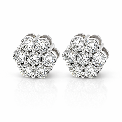 14K White Gold 1.00TDW Lab Grown Diamond Flower Earrings