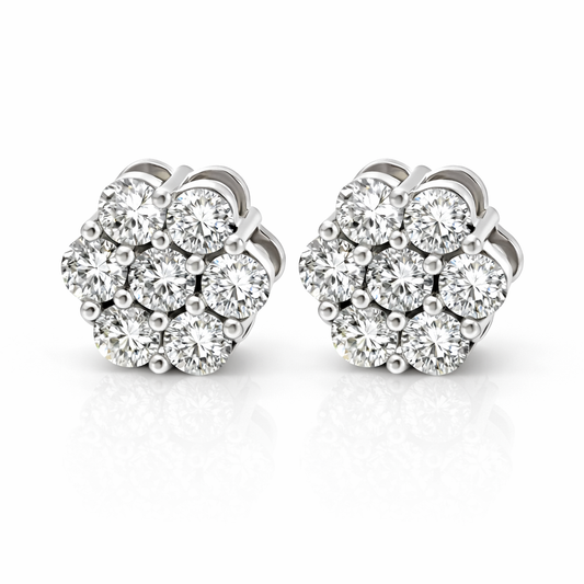 14K White Gold 1.00TDW Lab Grown Diamond Flower Earrings