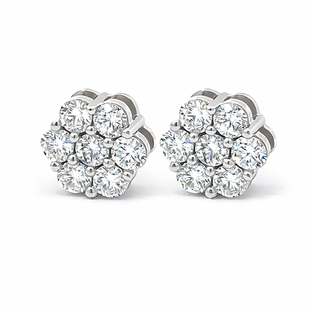 14K White Gold 2.00TDW Lab Grown Diamond Flower Earrings