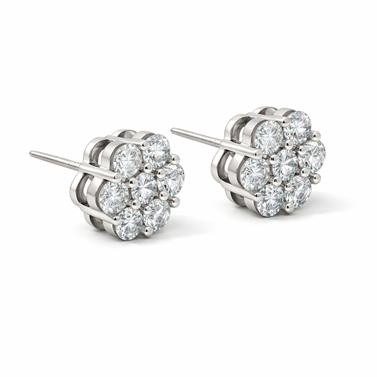 14K White Gold 1.00TDW Lab Grown Diamond Flower Earrings
