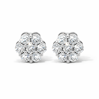 14K White Gold 2.00TDW Lab Grown Diamond Flower Earrings