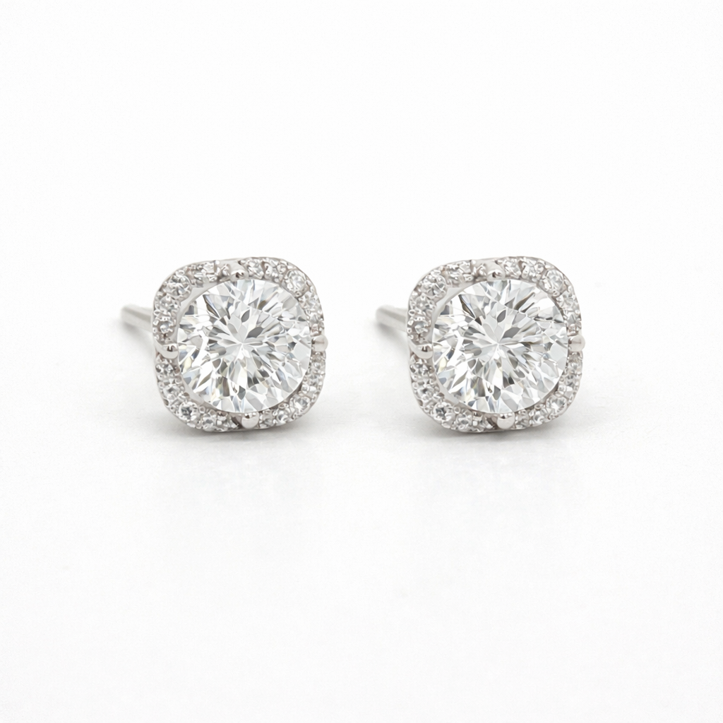14K White Gold 1.10TDW Lab Grown Diamond Fancy Earrings