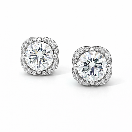 14K White Gold 2.20TDW Lab Grown Diamond Fancy Earrings