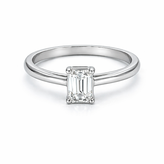 14K White Gold 0.50CT Emerald Cut Lab Grown Diamond Ring