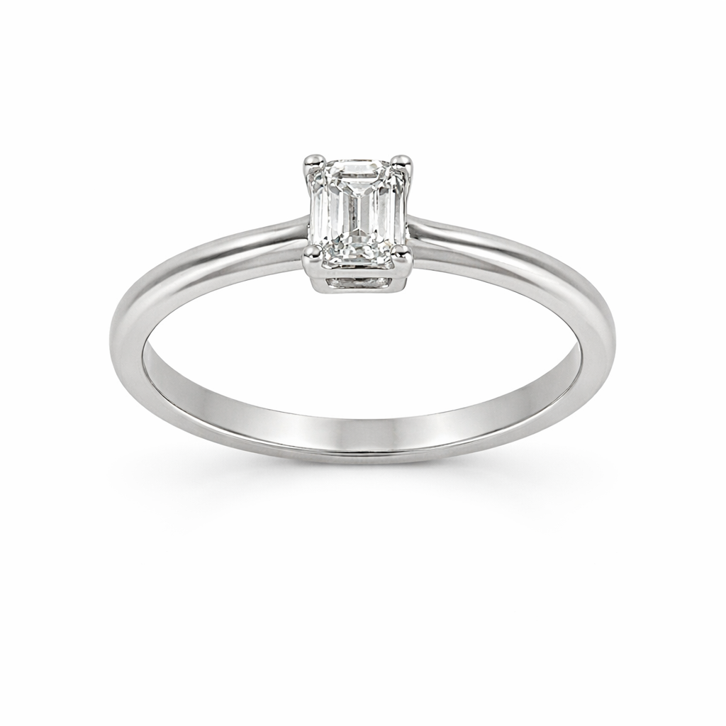 14K White Gold 0.50CT Emerald Cut Lab Grown Diamond Ring