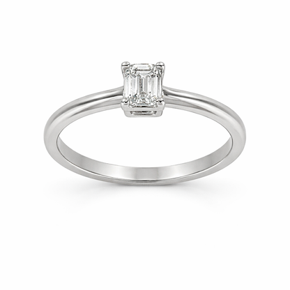 14K White Gold 0.50CT Emerald Cut Lab Grown Diamond Ring