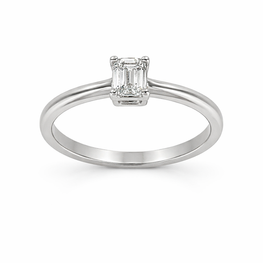 14K White Gold 0.50CT Emerald Cut Lab Grown Diamond Ring