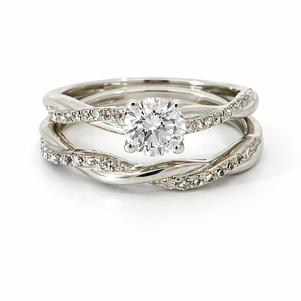 10K White Gold 1.00TDW Lab-Grown Diamond Engagement Ring Set