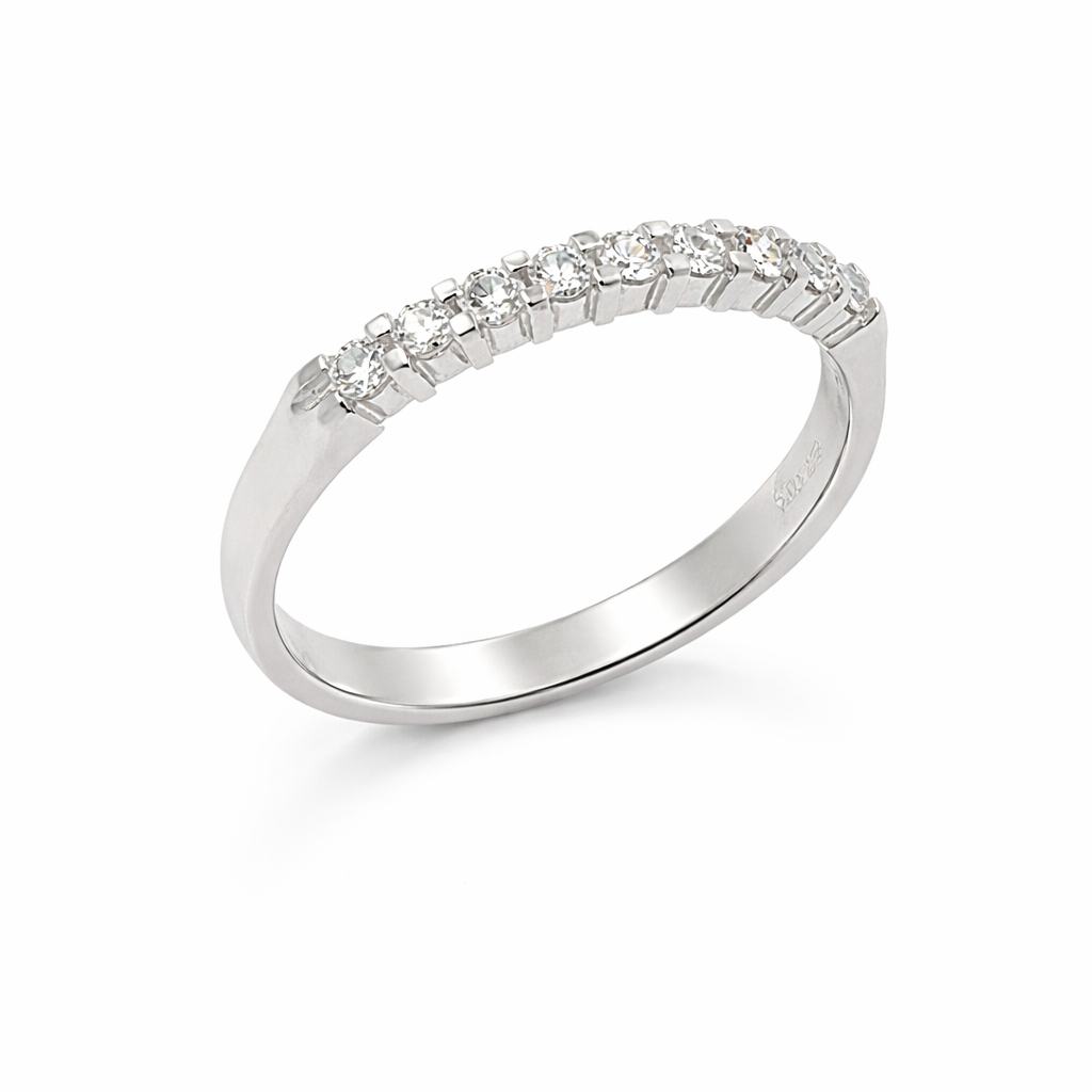 10K White Gold 0.25TDW Lab Grown Diamond 9 Stone Band