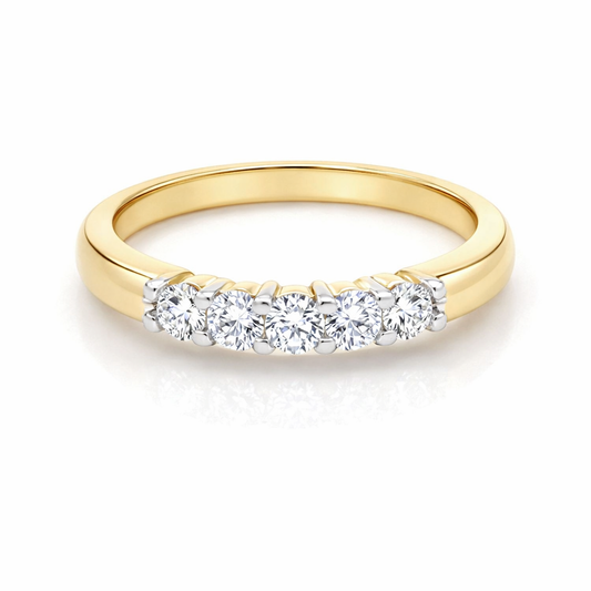 10K Yellow Gold 0.25TDW Lab Grown Diamond 5 Stone Band