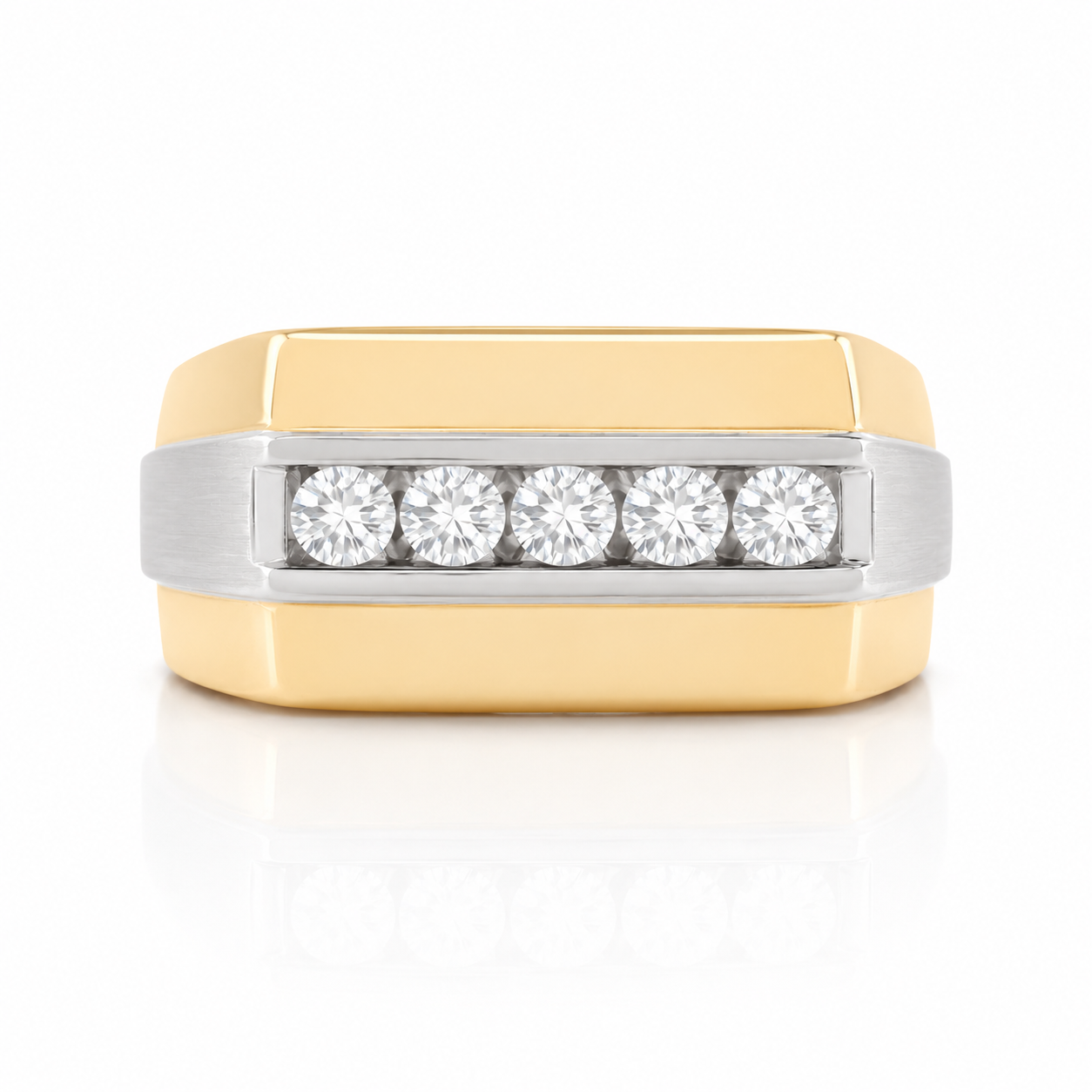 0.50TDW 14K Yellow and White Gold Diamond Men's Band