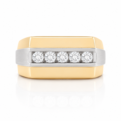0.50TDW 14K Yellow and White Gold Diamond Men's Band