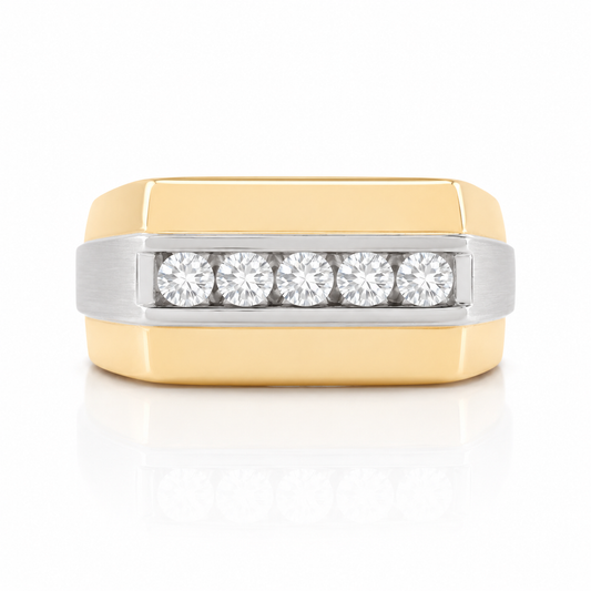 0.50TDW 14K Yellow and White Gold Diamond Men's Band