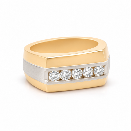 0.50TDW 14K Yellow and White Gold Diamond Men's Band