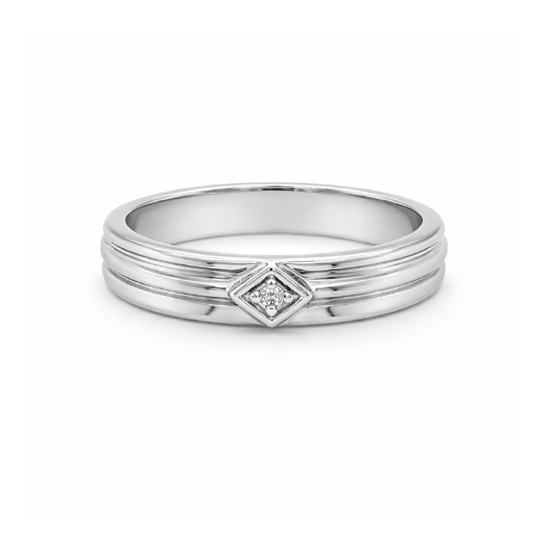 0.02TDW 10K White Gold Diamond Women's Wedding Band