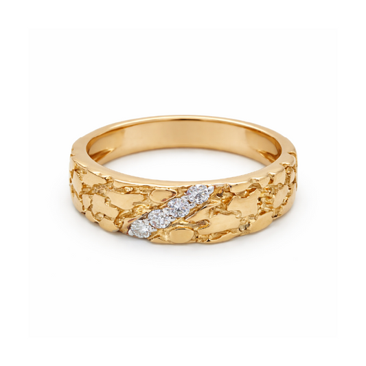 10K Yellow Gold 0.20TDW Nugget Style Men's Diamond Band