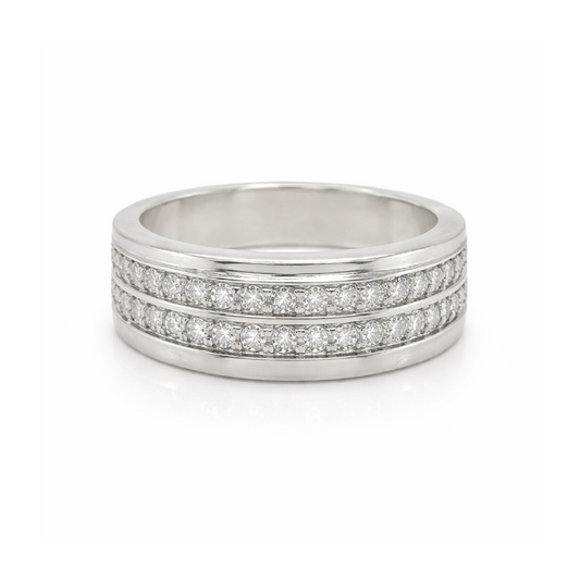 0.50TDW Diamond Men's Wedding Band in 10K White Gold