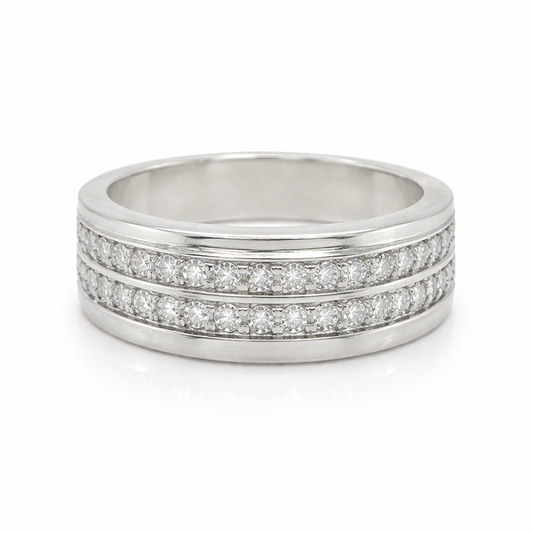0.50TDW Diamond Men's Wedding Band in 10K White Gold