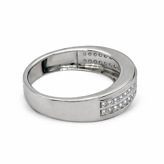 0.50TDW Diamond Men's Wedding Band in 10K White Gold