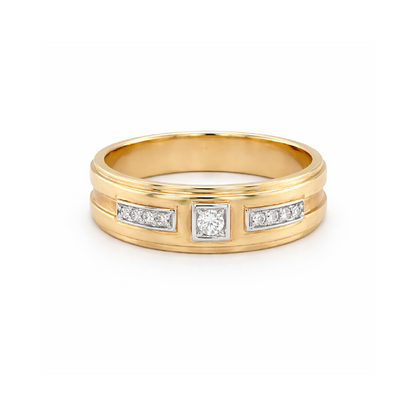 0.10TDW Diamond Men's Band in 10K Yellow Gold