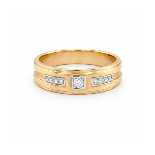 0.10TDW Diamond Men's Band in 10K Yellow Gold