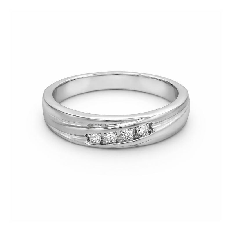 10k White Gold Ladies Round Diamond Wedding Band With 0.15TDW