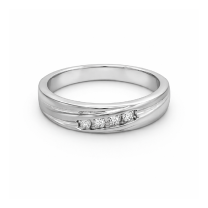 10k White Gold Ladies Round Diamond Wedding Band With 0.15TDW
