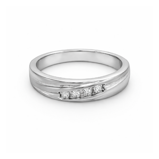 10k White Gold Ladies Round Diamond Wedding Band With 0.15TDW