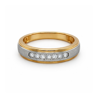 Solid 10k Two Tone Gold Women's Round Diamond Wedding Anniversary Band With 0.15TDW