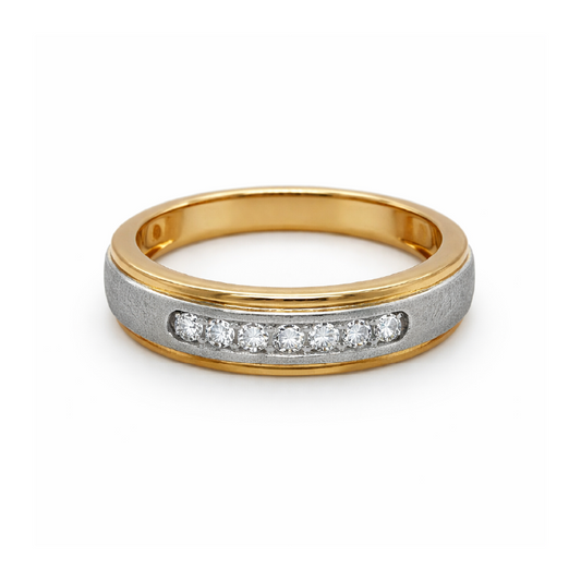 Solid 10k Two Tone Gold Women's Round Diamond Wedding Anniversary Band With 0.15TDW